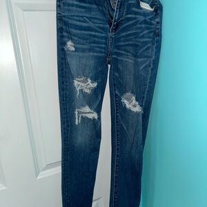 American Eagle Outfitters Dark Blue Distressed Skinny Jeans